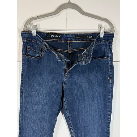 Jordache Skinny Fit Jeans Dark Wash Mid Rise Preppy Casual Womens 12W - Picture 4 of 9